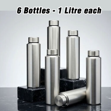 Pack of 6 Stainless Steel Water Bottles (6B11)