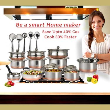 20 Pcs Copper Base Cook & Serve Set + 5 Pcs Kitchen Tools
