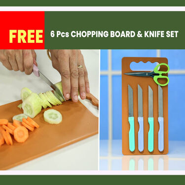 7 Pcs Induction Friendly Cookware Set + Free Knife Set + Free Double Bedsheet with Pillow Cover + Free Steel Medu Vada Maker